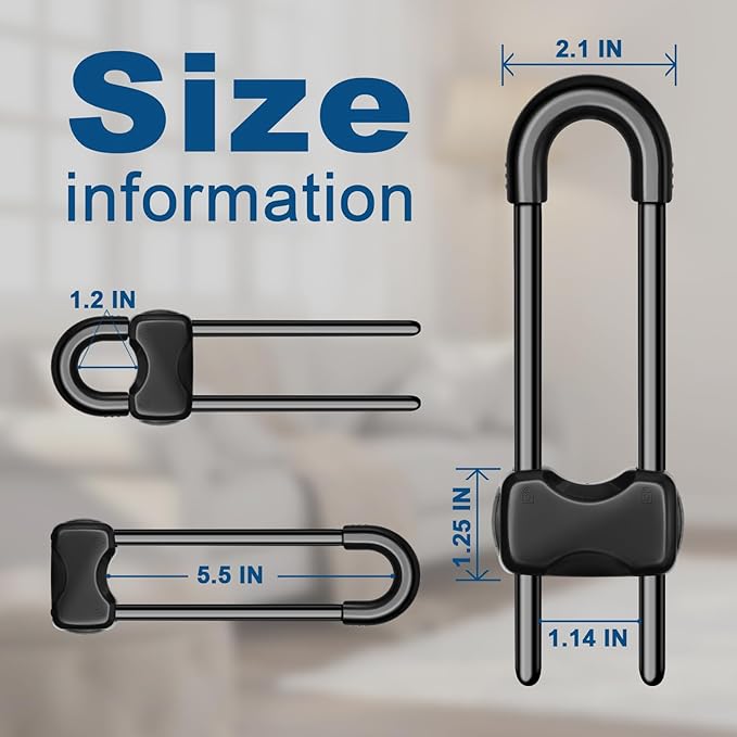 Cabinet Locks for Babies,Child Proof Cabinet Locks,4 Pack U-Shaped Baby Proofing Cabinets,Child Locks for Cabinets and Drawers,Child Safety Cabinet Locks with Adjustable (Black)