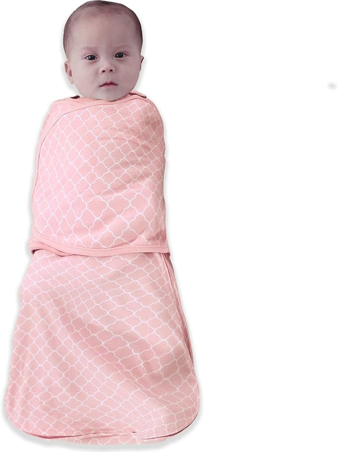 Baby Swaddle,Sleep Sack 6-12 Months,Adjustable WearableTransition Blanket,Miracle Swaddles for Babies Large,100% Cotton(Pink)