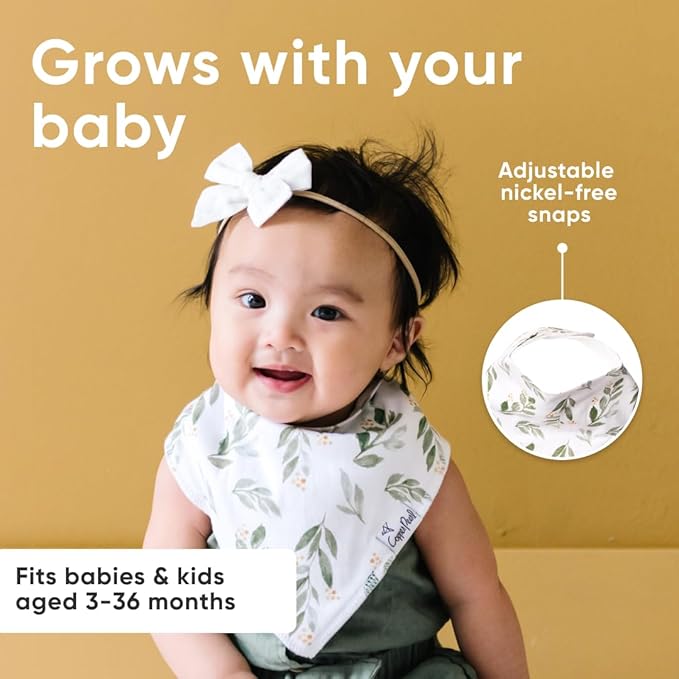 Copper Pearl 4 Pack Soft Cotton Baby Bibs for Drooling and Teething, Absorbent Drool Bibs for Baby Girl and Boy, Adjustable to Fit Newborns to Toddlers, Tons of Styles (Hope)