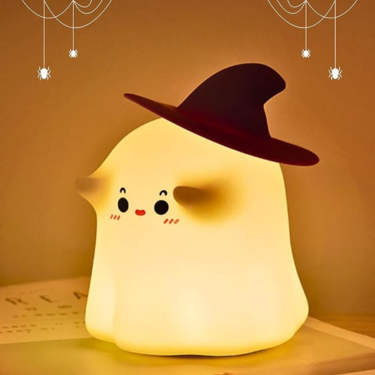 Ghost Night Light: Halloween Decorations Night Light Silicone Rechargeable Night Lamp with 3 Level Dimmable Bedside Lamp Nursery Nightlight Dorm Decor, Funny Holidays Gift Cool Gadgets for Kids