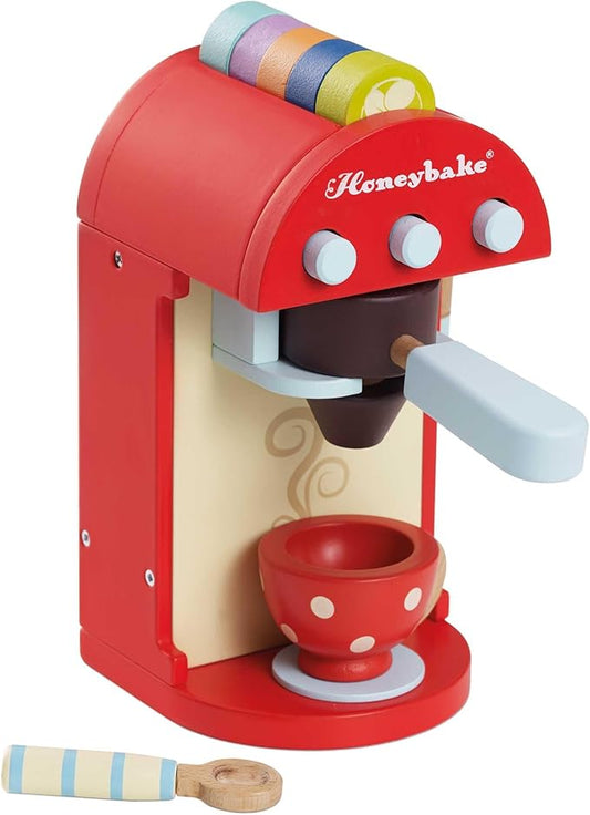 Le Toy Van - Honeybake Premium Wooden Cafe Machine Set - Pretend Kitchen and Cafe Play Toy Set | Kids Role Play Toy Kitchen Accessories (TV299), Small