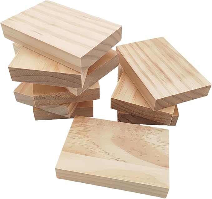10PCS Rectangle Wood Boards Unfinished Wood Blocks for Crafting, 4.7x3x0.8in Blank Whittling Wooden Blocks for Wood Carving,Painting & Burning
