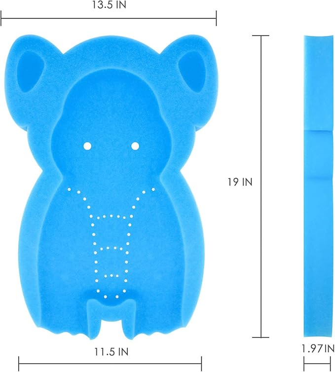 Soft Infant Bath Sponge Elephant Baby Bath Mat Newborn Comfy Foam Skid-Proof Cushion (Blue 1Set)