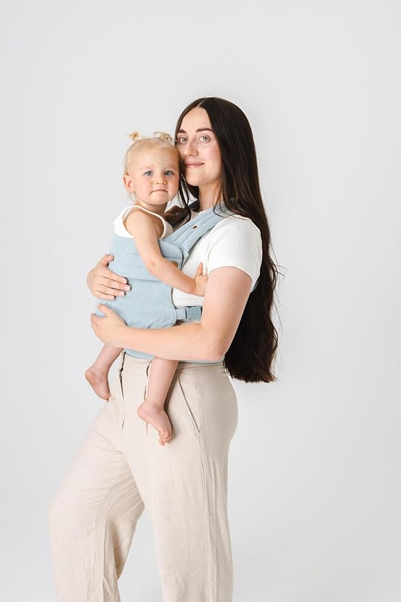Mabē Monarch Ergonomic Baby Carrier – Premium Cotton Soft Structured Newborn to Toddler Carrier with Hip-Healthy Design, 3 Carry Positions (7-35lbs), Lightweight & Breathable, (Dream Wash Denim)