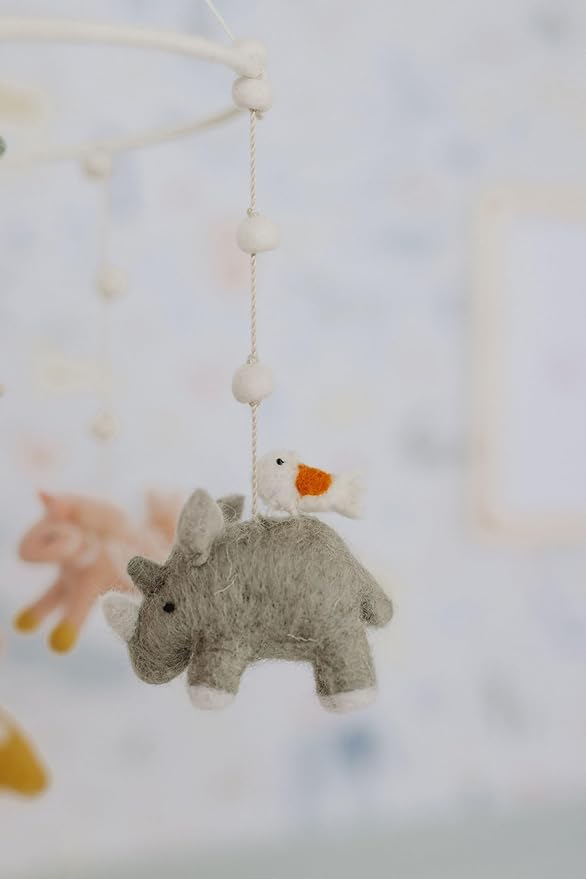 Pehr Classic Wool Felt Baby Mobile, Into The Wild | Handmade Nursery Décor | Includes Gift Box | Ethical & Enchanting | 28” x 9”