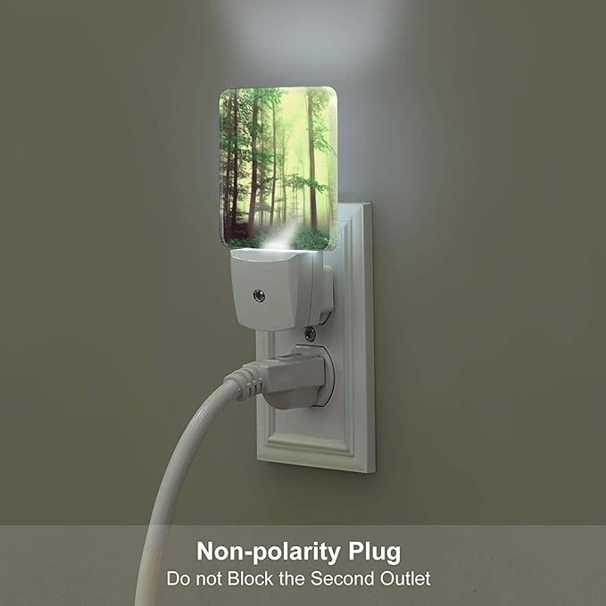 Misty Forest Night Light,Plug-in Nightlights Auto Sensor Night Lamp Dusk to Dawn Lamp Home Decor for Nursery Children Girls Boys
