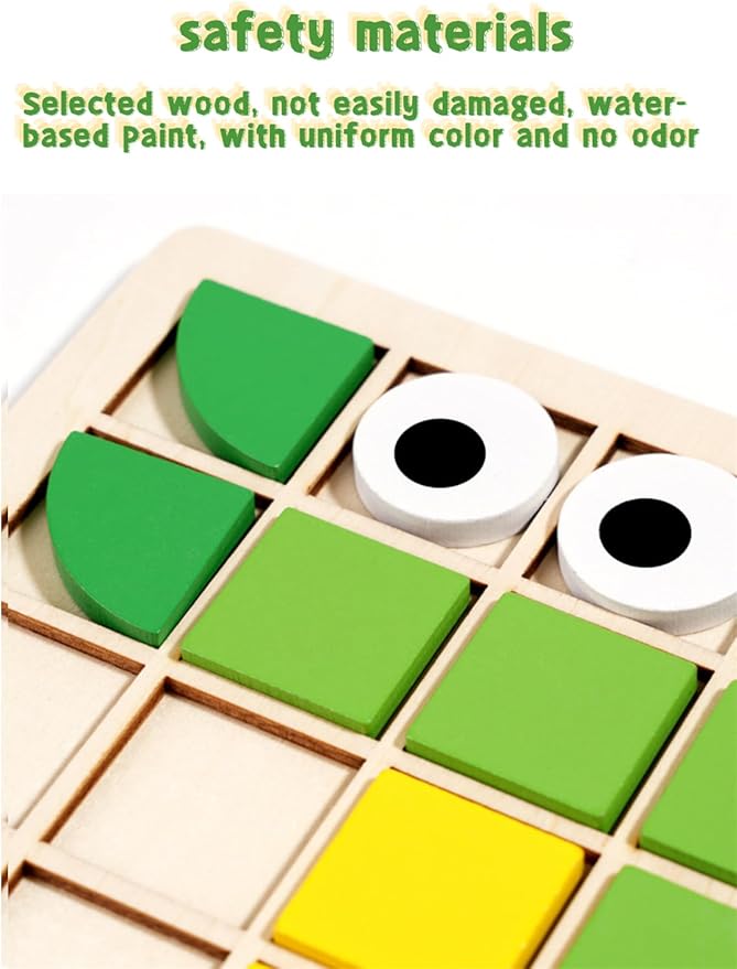 Mosaic Shape Wooden Pattern Blocks Puzzle, 120 PCS Wooden Pattern Blocks with 20 Pcs Design Cards,Kindergarten Classic Educational Geometric Shape Puzzle Toys for Kids Ages 4-8