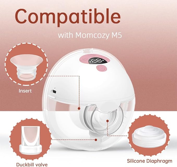 8Pc Duckbill Valves 8Pc Flange Inserts and 4Pc Silicone Diaphragm Compatible with Momcozy M5, Replacement M5 Pump Parts Accessories Made by Tbuymax, Not Original Momcozy Pump Parts