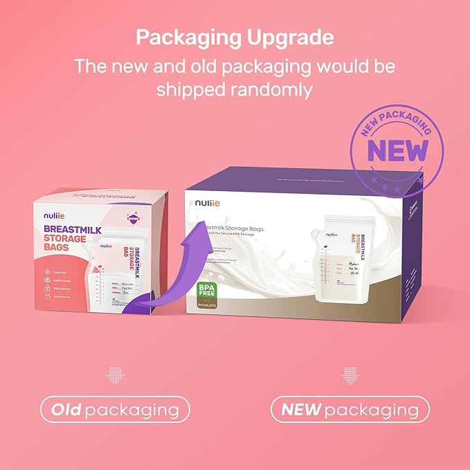 Nuliie 80 Pcs Breastmilk Storage Bags, 8 OZ Breast Milk Storing Bags, BPA Free, Milk Storage Bags with Pour Spout for Breastfeeding, Self-Standing Bag, Space Saving Flat Profile