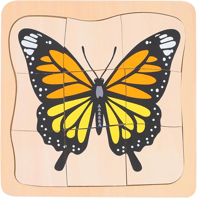 jojofuny Wooden Multi Layered Puzzles, Life Cycle of Butterfly, Cartoon Montessori Toy DIY Puzzle Early Educational Toy for Children Kids