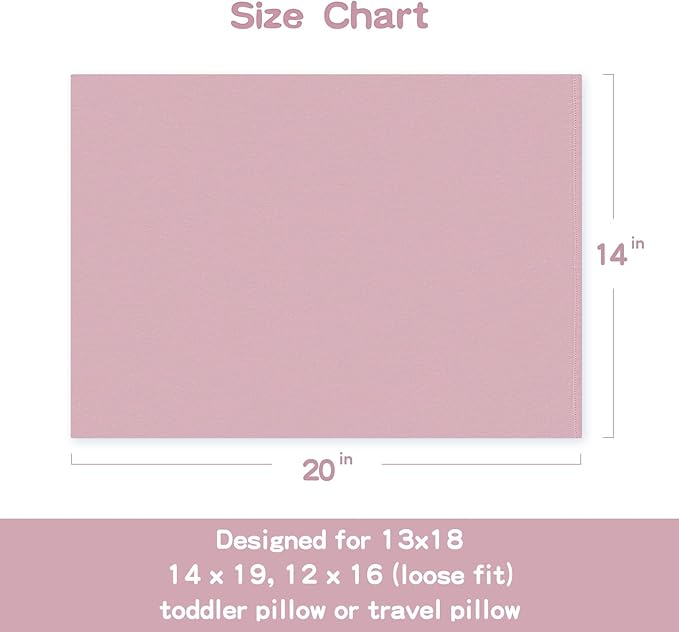 Organic Cotton Toddler Pillowcase 2 Pack, 14 x 20 Travel Pillow Case Cover for Babies, Kids, Boys and Girls, Soft and Breathable Small Pillow Cases with Envelope Closure, Lotus Pink