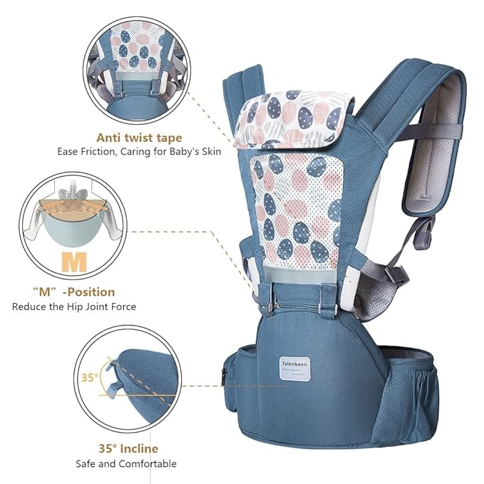 Baby Carrier 6-in-1 Newborn to Toddler, Baby Carrier with Hip Seat Lumbar Support 7-41 lbs, Baby Soft Carrier for All Seasons & Positions, Adjustable Size for Shopping Hiking Travelling