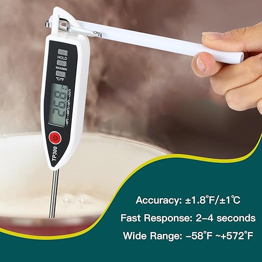 3 Set Waterproof Food Thermometer for Water, Liquid, Candle and Cooking Digital Meat Thermometer with Long Probe Instant Read for Kitchen BBQ Grill Candy (Black,White,Red)