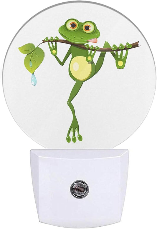 EKOBLA Frog Night Lights Plug into Wall Frog Holding Green Leaf Fun Plug-in Nightlights Home Auto Sensor LED Dusk to Dawn Light for Bedroom Bathroom Kitchen Corridor