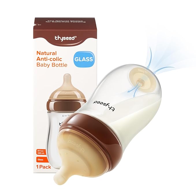 Natural Anti-Colic Baby Bottles That Mimic Breastfeeding Newborn Breast Like Nursing Bottle (0+ Months), 8 Ounce,1 Pack