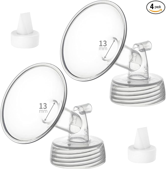 Bemikal 2pc Flange&Duckbill Valve Compatible with Spectra S2 Spectra S1 9 Plus Ameda MYA Motif Luna Cimilre Breastpumps Replacement Breast Shields (13mm)