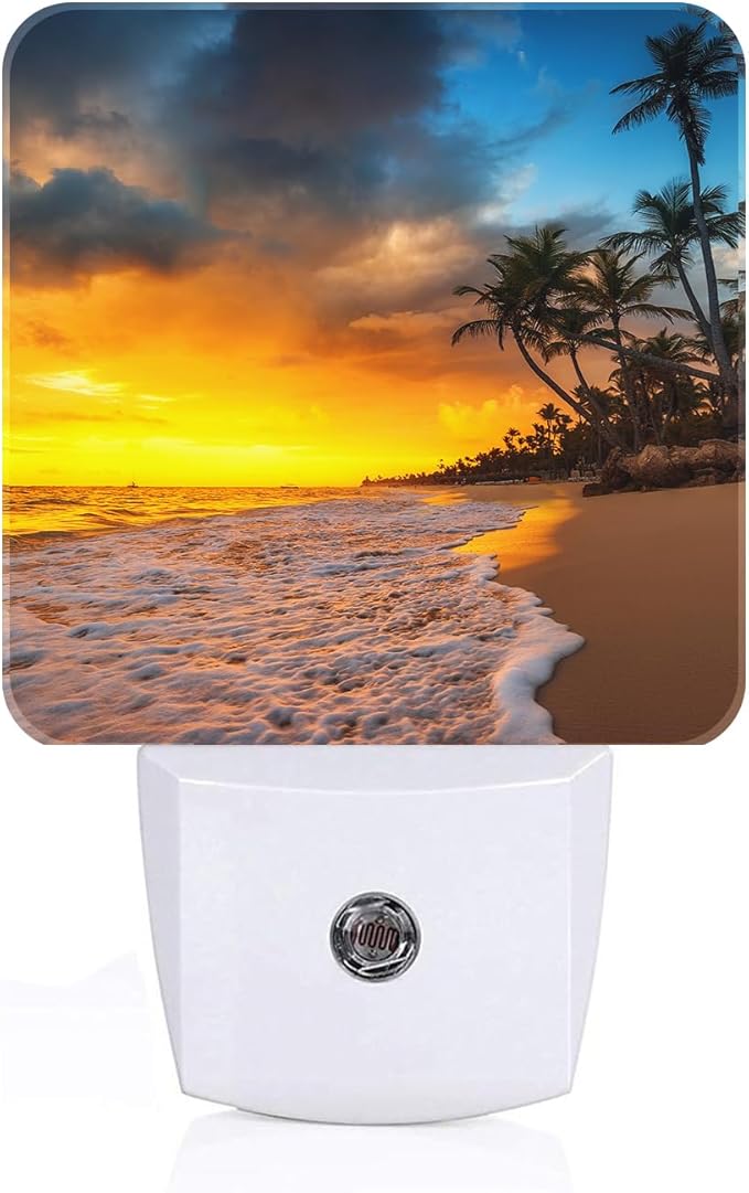Sunset Beach Night Light,Plug Into Wall with Dusk to Dawn Light Sensors, Warm Nightlights for Bedroom, Bathroom, Hallway, Kitchen, Gifts Ideal for Boys Girls Women Men