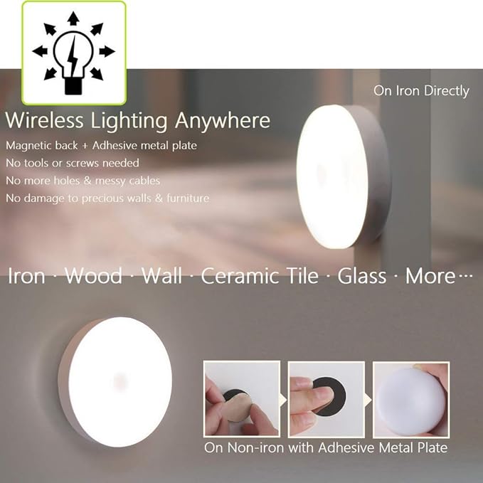 Mini Touch Light, Rechargeable Battery Operated Closet Lights Wardrobe Lights, Magnetic Stick-on Anywhere LED Night Light, Wireless Under Cabinet Lighting, Dimmable Tap Push Light Lamp
