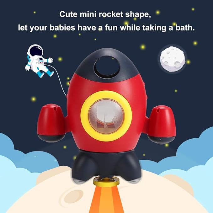 Bath Toys, Space Rocket Bath Toys for Toddlers 1-3, Spray Water Baby Bathroom Toys with Rotating Fountain, Shower Bathtub Toys for Toddlers Aged 18 Months 2 3 4 5 Years Old Kids Boys Girls