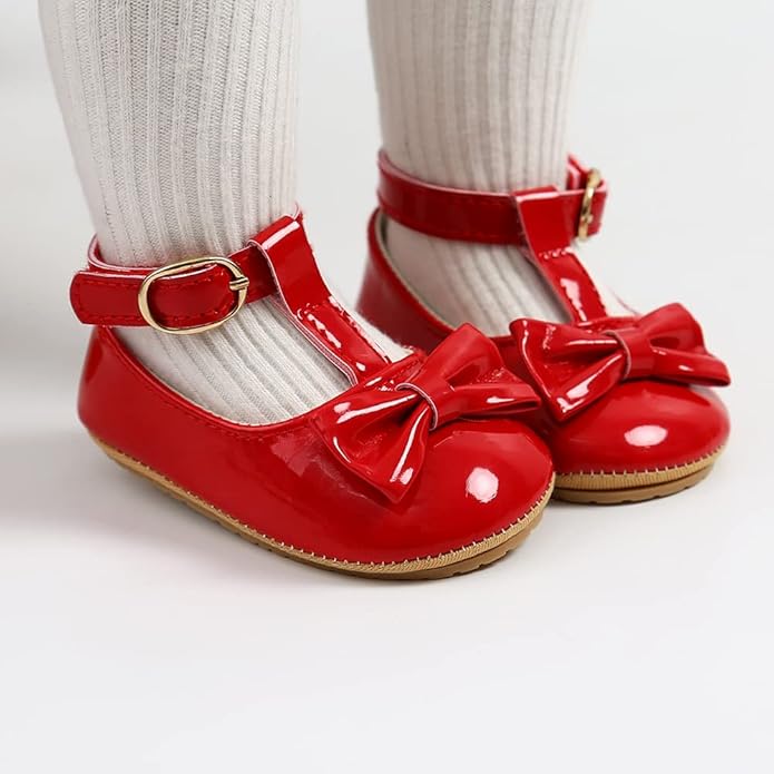 COSANKIM Baby Girls Mary Jane Flats Shoes Anti-Slip Rubber Sole Infant Toddler Princess Wedding Dress Shoes