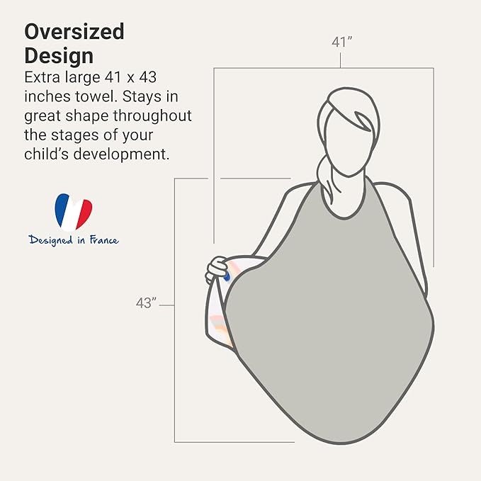 BabyToLove Extra Large Smart Baby Towel | Parents Stay Dry | Rainbow