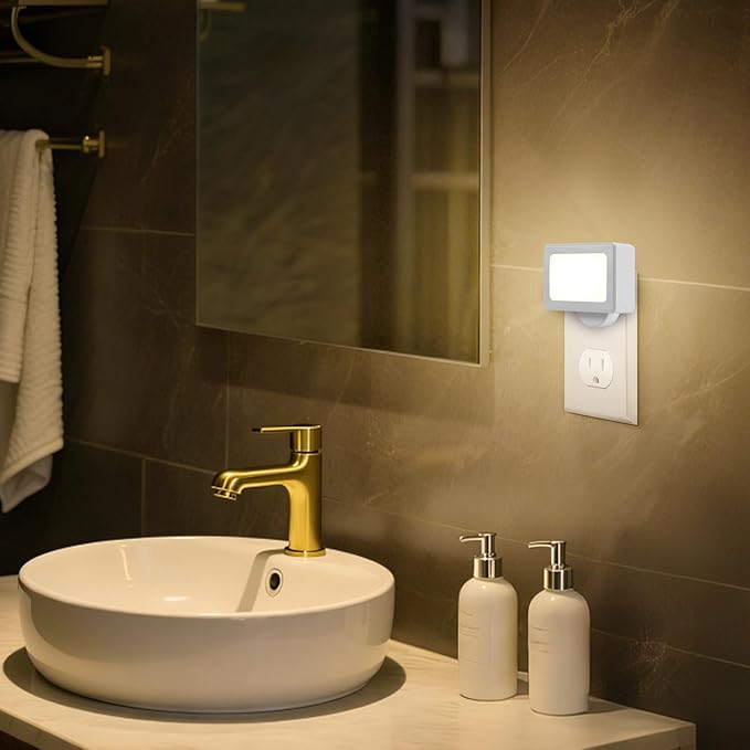 4 Pack Night Light Plug in Wall with Adjustable Direction, Dusk to Dawn Auto On/Off with Light Sensor, Soft White 2700K 100LM, Nightlight for Hallway, Bathroom, Bedroom, Kitchen, Nursery,Non-Dimmable