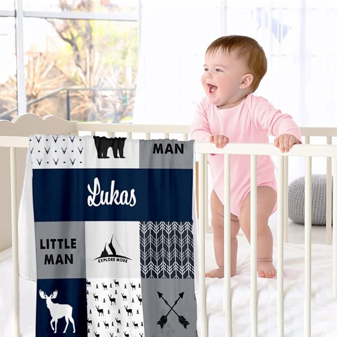 EVER2000 Personalized Baby Blanket for Girls, Custom Baby Blanket with Name, Soft & Fuzzy Newborn Receiving Blankets for Toddler, Customized Baby Gifts for Birthday Baby Shower