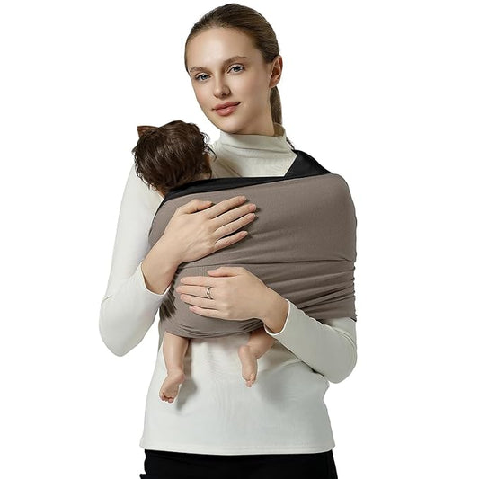 Baby Wraps Carrier, Baby Carrier Wrap Baby Wearing Wrap Newborn Wrap Carrier(7-30lbs), Baby Sling, Baby Carrier Sling for Newborn and Infant, Black+Brown