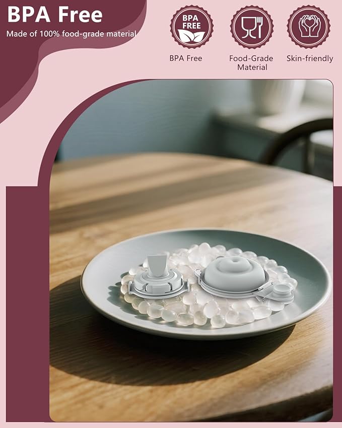 4PC Upgraded M9 Breast Pump Replacement Part, Including 4pcs Double-Layed Diaphragms for Momcozy Upgraded Mobile Flow | Upgraded M9,Breastfeeding Parts, Diaphragms, 4PC Gray, Not Original Parts