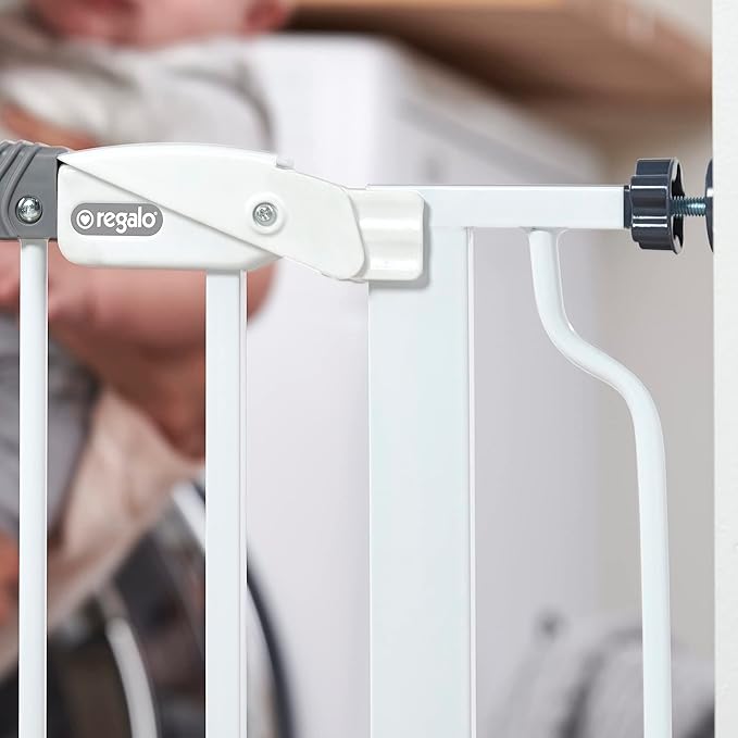 Regalo 38.5-Inch Extra Wide Baby Gate – Pressure Mount Baby and Pet Safety Gate for Bottom of Stairs & Doorways – Tested and Trusted, American Designed, American Owned