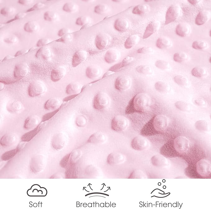 david's kids Micro Fleece Minky Baby Blanket for Girls with Double Layer and Soothing Raised Dots, 40x50 Inches Breathable and Soft Lightweight Receiving Blanket for Newborns, Pink
