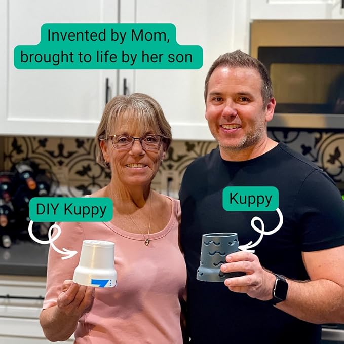 Kuppy Silicone Water Bottle Drying Rack - Fast-Dry Bottle Dryer for 20-64oz Cups - Reusable Food Storage Bag Drying Rack - Compatible with Stanley, Owala, Stasher (Gray, 2-Pack)