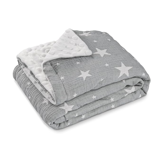 Soarwg Kids Baby Blanket Unisex Newborn, Super Soft Nursery Minky Blankets with Muslin Cotton for Boys Girls, Toddler Baby Nursery Bed Blanket Shower Gifts, 30 x 40 Inch