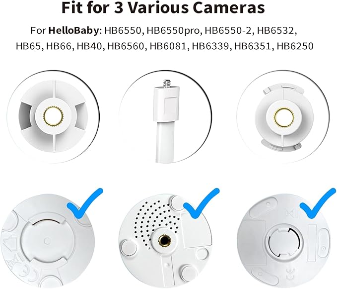 Flexible Baby Monitor Mount for HelloBaby HB6550/HB65/HB66/HB6558/HB248, ANMEATE SM935E/SM650, Compatibile with Bonoch ChildsFarm Eufy Baby Monitor, 20'' Arm Bracket Holder to Crib Cot Shelves, White