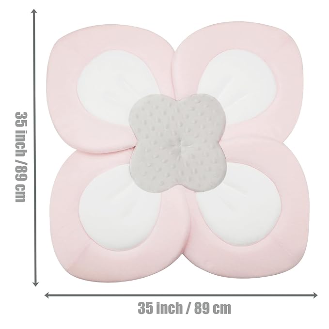 PandaEar Baby Bath Pad for Infant Newborn | Soft Flower Petals for Sink Bathtub Essentials Shower Gift (Pink)