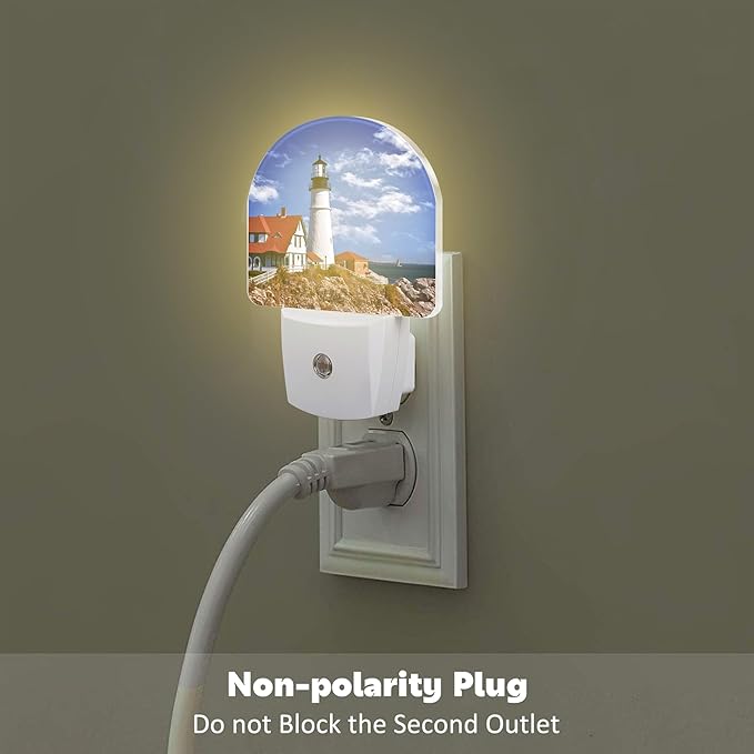 Beautiful White Lighthouse Night Light Plug into Wall, Ocean Seaside Lighthouse Dusk to Dawn Night Light Plug in,0.5w Energy Saving Sleep Friendly NightLight for Kids Boys Girls Home Decor