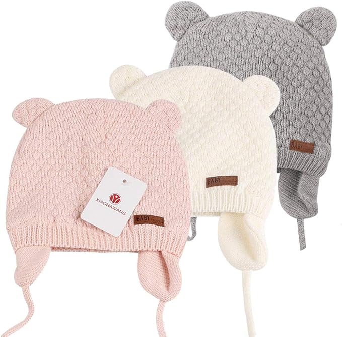 XIAOHAWANG Baby Hat Cute Bear Toddler Earflap Beanie Warm for Fall Winter