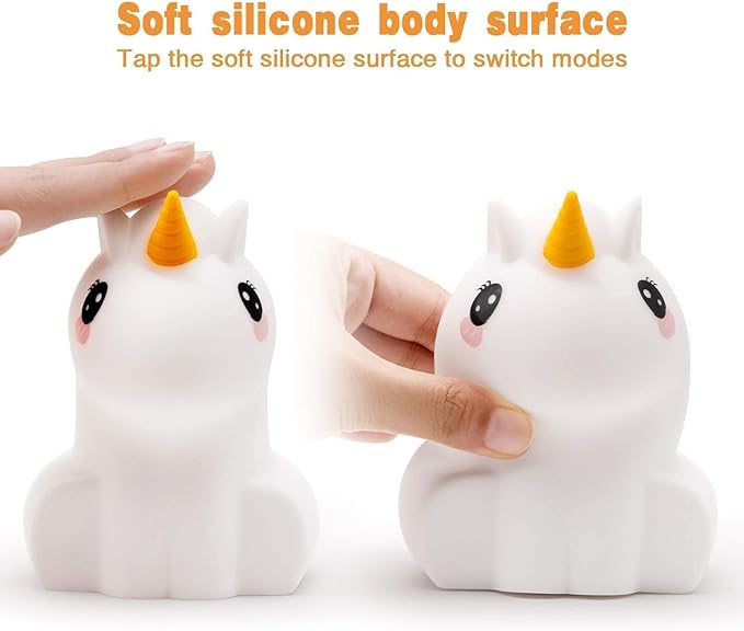 Large Unicorn Night Lights for Kids, 9 Colors silicone Bedside Table Lamps Baby Bedroom Lighting Nursery Children Tap lamp for Toddlers Boys Girls Adults Student Elder Bathroom Outdoor - Large