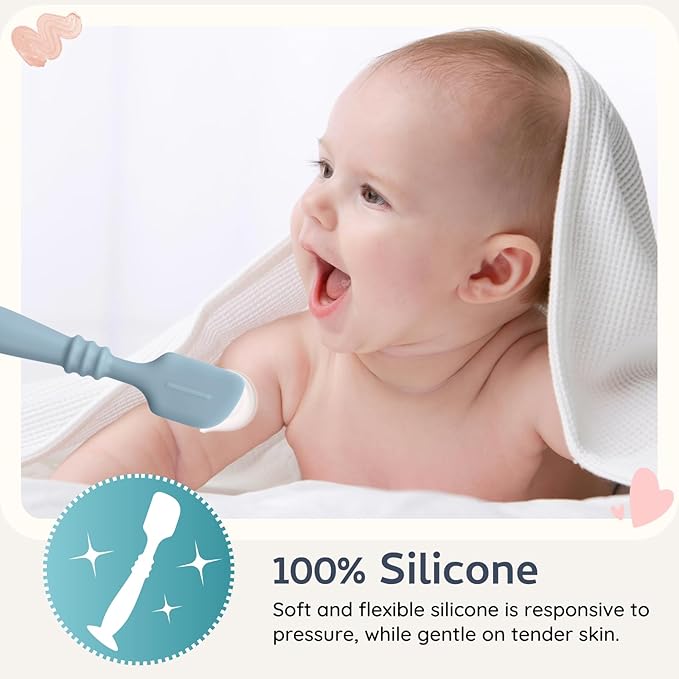 3 Packs Silicone Diaper Cream Applicator with Suction Base, Diaper Cream Spatula Applicator for Babies, Soft Silicone Diaper Cream Brush (Sage/Ether/Natural)