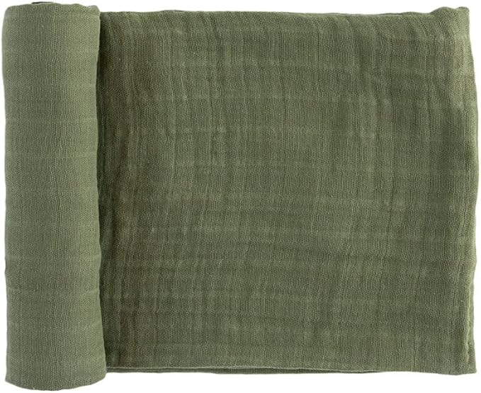 RED ROVR 100% Organic Cotton Muslin Swaddle | Newborn Receiving Blanket | Boy, Girl, Unisex | Soft, Lightweight, Breathable | Burping, Nursing, Swaddling | 44" x 44" | Dark Green