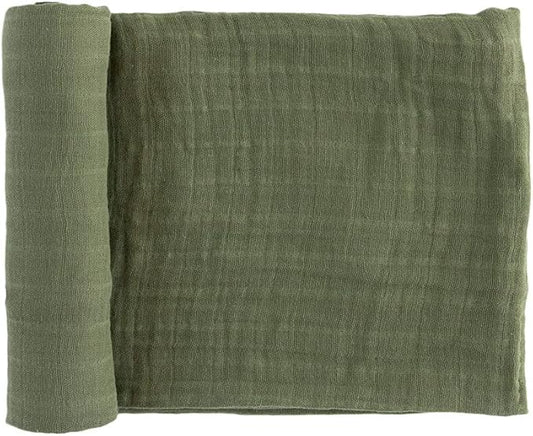RED ROVR 100% Organic Cotton Muslin Swaddle | Newborn Receiving Blanket | Boy, Girl, Unisex | Soft, Lightweight, Breathable | Burping, Nursing, Swaddling | 44" x 44" | Dark Green