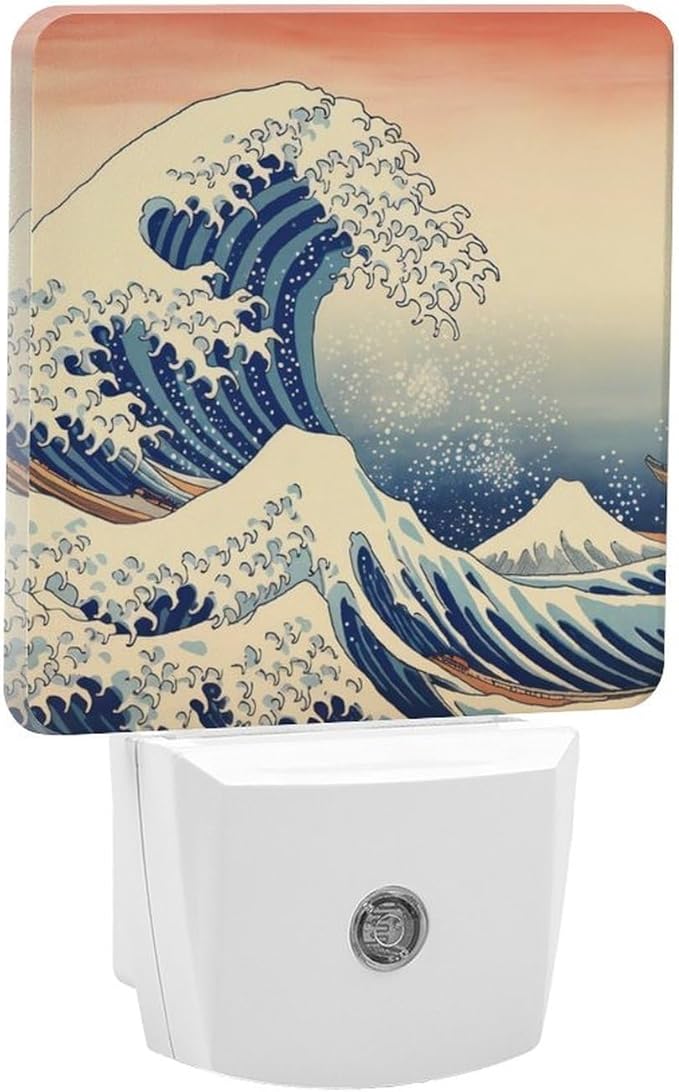 Ocean Waves Night Light, Plug into Wall Decor Nightlights for Bedroom, Bathroom, Hallway, Kitchen, with Dusk to Dawn Light Auto Sensors LED Night Lights for Boys Girls Women Men Room Gifts