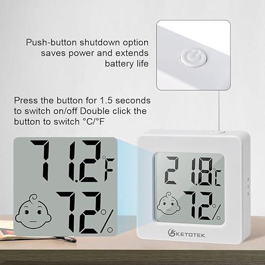 KETOTEK 5 Pack Thermometer Room Hygrometer Indoor Mini Temperature and Humidity Monitor Digital Humidity Meter Gauge with Comfort Indicator for House Office Greenhouse