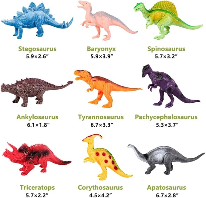 Kimicare Kids Dinosaur Figures Toys, 18 Pcs Jumbo Plastic Dinosaur Toys for Kids 3-5, STEM Educational Realistic Dinosaurs Figurine Playset for Boys Girls Toddlers