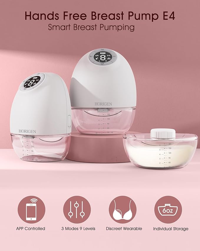 Wearable Breast Pump with APP Control,3 Modes and 9 Levels Wireless Breastfeeding Pump, Portable Breast Pump Hands-Free Contain 15/17/21/25mm Flange, Leak-Proof, Discreet, Quieter