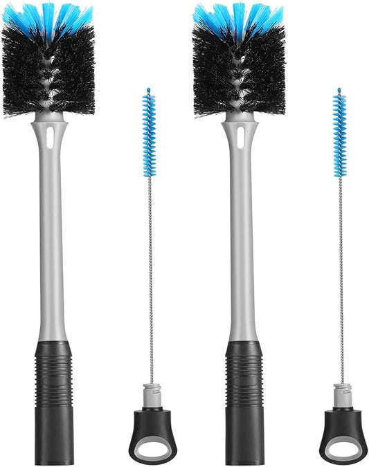 2-in-1 Bottle and Straw Cleaning Brush, Long Handle Water Bottle Cleaner Brush for Sports Bottles, Baby Bottles, Mugs, Straws, 2 Pack