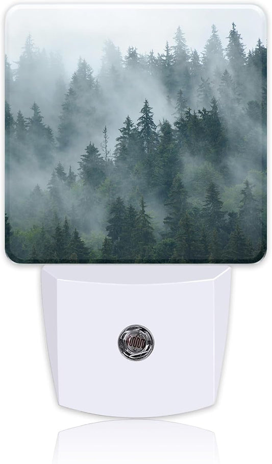 Night Light Plug into Wall Misty Fir Forest Night Light with Dusk to Dawn Sensor Night Light for Kid Girls Boys Women Men Room Decor, Hallway, Kitchen, Bathroom, Nursery, Stairs