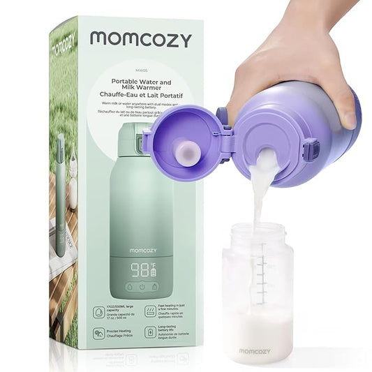 Momcozy Portable Milk Warmer for Travel – Dual Heating Modes for Breast Milk & Water, Portable Bottle Warmer with Fast Heating & Long Battery Life, 17 Ounces Large Capacity to Meet Your All-Day Needs