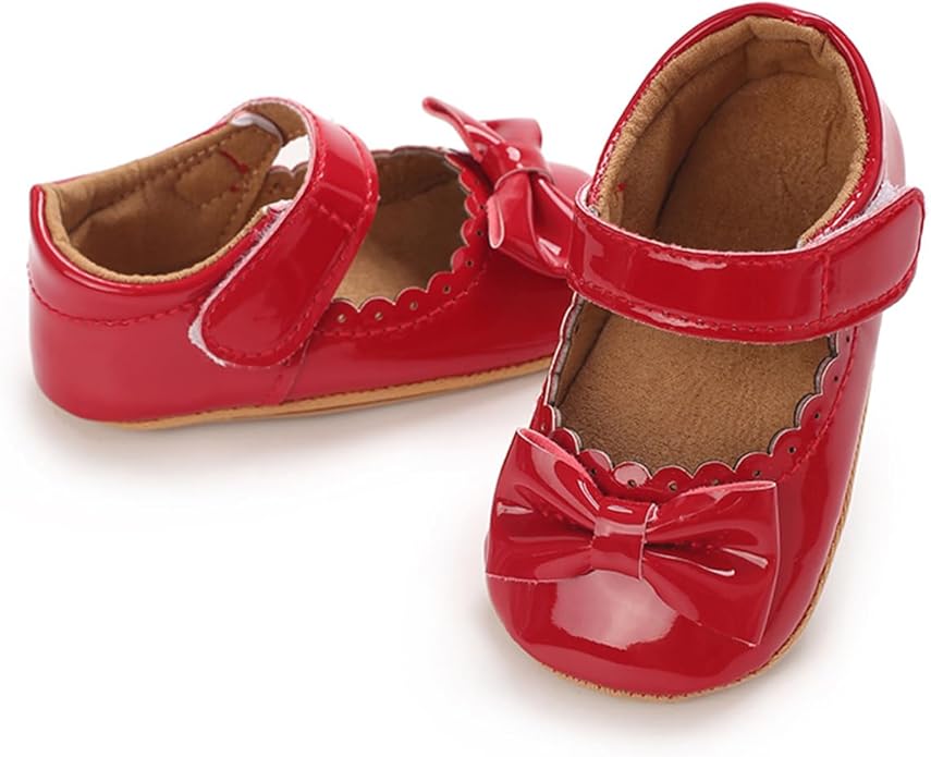 COSANKIM Baby Girls Mary Jane Flats Shoes Anti-Slip Rubber Sole Infant Toddler Princess Wedding Dress Shoes