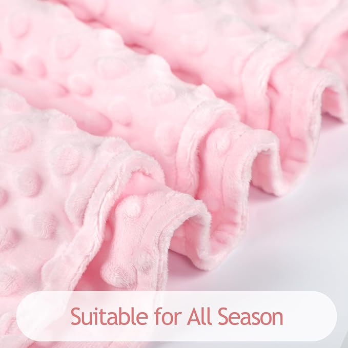 Baby Blanket for Girls, Soft Toddler Blanket 30 x 40 Inch, Newborn Blankets for Nursery, Stroller, Toddler Bed, Carseat, Double Layer, Pink
